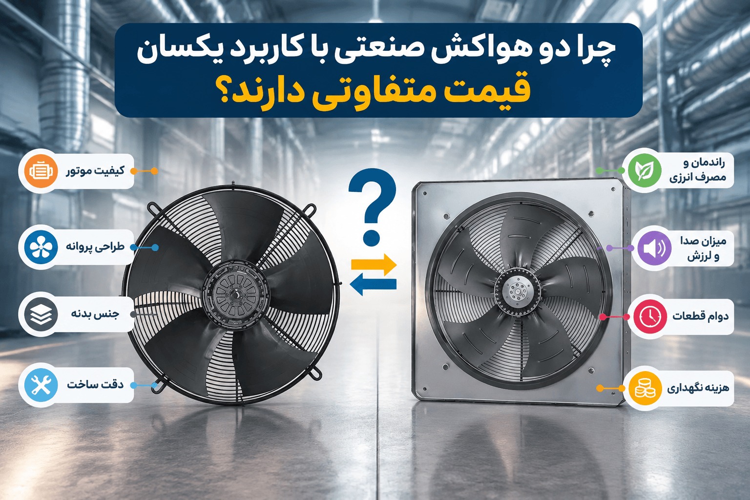 چرا دو هواکش صنعتی با کاربرد یکسان قیمت متفاوتی دارند؟